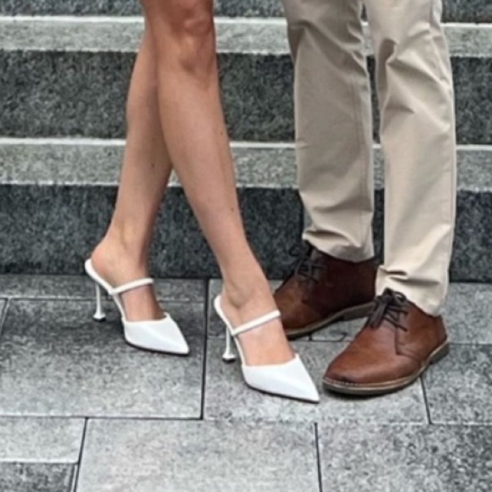Marc Fisher Hadais Heeled Mule in Patent White